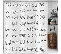 Hnmdmyi Tenda da doccia divertente 90x180, Bianco e nero tende da doccia astratto divertente seni nudo corpo femminile Hilarious Art Tenda da bagno impermeabile tessuto lavabile tenda da bagno