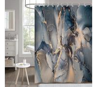 Hnmdmyi Tenda da doccia Marmo 180x200, Astratto Blu Navy Grigio Oro Glitter Tenda da bagno Moderna Lusso Ombre Crystal Texture Ink Art Impermeabile Poliestere Tessuto Lavabile Tenda da bagno