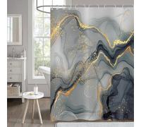 Hnmdmyi Tenda da doccia Marmo 180x200, Grigio e Oro Glitter Tende da doccia Astratto Strappo Inchiostro Texture Moderna Arte di Lusso Tenda da bagno Impermeabile Poliestere Tessuto Tenda da Bagno
