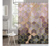 Hnmdmyi Tenda da doccia Marmo 180x200, Rosa Grigio Ombre Tende da doccia Griglia Glitter geometrico astratto moderno lusso arte tenda da bagno impermeabile poliestere tessuto lavabile tenda da bagno