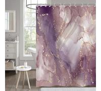 Hnmdmyi Tenda da doccia Marmo 90x180, Astratto Rosa Viola Oro Glitter Tenda da bagno Moderna Lusso Ombre Cristallo Texture Inchiostro Arte Impermeabile Poliestere Tessuto Lavabile Tenda da bagno