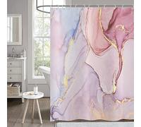 Hnmdmyi Tenda da doccia Marmo Ottico Rosa 180x180, Astratto Rosa Oro Viola Glitter Tenda da bagno Moderna Lusso Ombre Crystal Texture Ink Art Impermeabile Poliestere Tessuto Lavabile Tenda da Bagno
