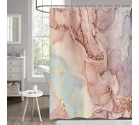 Hnmdmyi Tenda da doccia Marmo Rosa 180x180, Viola Oro Glitter Tende da doccia Astratto Moderno Lusso Acquerello Inchiostro Arte Tenda da bagno Impermeabile Poliestere Tessuto Lavabile Tenda da bagno