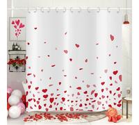 Hnmdmyi Tenda da doccia San Valentino 180x180, Acquerello Caduta Cuori d'Amore Rosso Tenda da bagno Poliestere Impermeabile Tessuto Lavabile Tenda da bagno per il bagno con Gancio