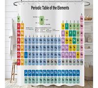 Hnmdmyi Tenda da doccia tavola periodica 180x220, colorato scienza tecnologia educazione chimica scuola studente tenda da bagno impermeabile poliestere tessuto lavabile tenda da bagno con ganci