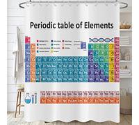 Hnmdmyi Tenda da doccia tavola periodica 90x180, colorato scienza tecnologia educazione chimica scuola studente tenda da bagno impermeabile poliestere tessuto lavabile tenda da bagno con ganci