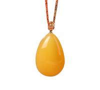 HNNBTYYQF Collane per le donne ciondolo di giada S925 argento placcato oro naturale cera d'api ciondolo a goccia con catena per le donne yoga genuino