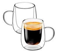 HNNJCK Set di 2 bicchieri da latte macchiato, 380 ml, a doppia parete, per cappuccino, calici termici, bicchieri da tè resistenti al calore, bicchieri da caffè, tazze da cappuccino