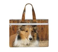 Hnnkloy Adorabile cane Sheltie,Borsa portadocumenti in tela con cerniera, borsa a mano, valigetta per scuola e ufficio