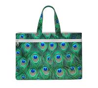 Hnnkloy Adorabile pavone verde,Borsa portadocumenti in tela con cerniera, borsa a mano, valigetta per scuola e ufficio