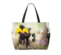 Hnnkloy Affenpinscher Lawn Black Dogs Monkey Terrier,Borsa da spiaggia di grande capacità, borsa da viaggio a tracolla per donna, borsa a mano impermeabile