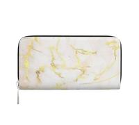 Hnnkloy Aggiungi il tuo testo Oro Marmo Vuoto Moderno Elegante, Portafogli in pelle PU, grande capacità, portafoglio con pochette per uomo e donna