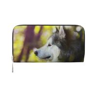 Hnnkloy Alaskan Malamute Bokeh Animali Domestici Cani Carini, Portafogli in pelle PU, grande capacità, portafoglio con pochette per uomo e donna