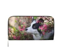 Hnnkloy Animale Border Collie Cane carino Animale domestico, Portafogli in pelle PU, grande capacità, portafoglio con pochette per uomo e donna