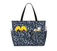 Hnnkloy Animale leopardo azzurro,Borsa da spiaggia di grande capacità, borsa da viaggio a tracolla per donna, borsa a mano impermeabile