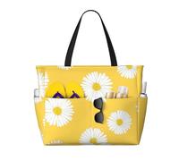 Hnnkloy Aster bianco Margherita gialla,Borsa da spiaggia di grande capacità, borsa da viaggio a tracolla per donna, borsa a mano impermeabile