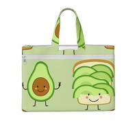 Hnnkloy Avocado carino, pane tostato e uovo fritto,Borsa portadocumenti in tela con cerniera, borsa a mano, valigetta per scuola e ufficio