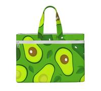 Hnnkloy Avocado su cibi e bevande verdi,Borsa portadocumenti in tela con cerniera, borsa a mano, valigetta per scuola e ufficio