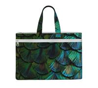 Hnnkloy Bellissima piuma di pavone,Borsa portadocumenti in tela con cerniera, borsa a mano, valigetta per scuola e ufficio