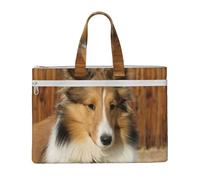 Hnnkloy Bellissimo cane di razza Sheltie,Borsa portadocumenti in tela con cerniera, borsa a mano, valigetta per scuola e ufficio