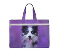 Hnnkloy Bellissimo cucciolo di Border Collie,Borsa portadocumenti in tela con cerniera, borsa a mano, valigetta per scuola e ufficio