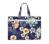 Hnnkloy Bellissimo giardino fiorito con petali floreali, foglie, prato, arancio,Borsa portadocumenti in tela con cerniera, borsa a mano, valigetta per scuola e ufficio