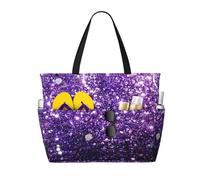 Hnnkloy Bellissimo glitter viola,Borsa da spiaggia di grande capacità, borsa da viaggio a tracolla per donna, borsa a mano impermeabile