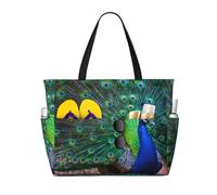 Hnnkloy Bellissimo pavone,Borsa da spiaggia di grande capacità, borsa da viaggio a tracolla per donna, borsa a mano impermeabile