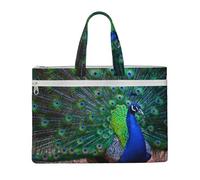 Hnnkloy Bellissimo pavone,Borsa portadocumenti in tela con cerniera, borsa a mano, valigetta per scuola e ufficio