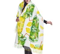 Hnnkloy Bevi un cocktail con ghiaccio al limone,Sciarpa da donna in finto cashmere, grande, leggera, con nappe, stile alla moda, 196x68 cm