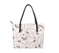 Hnnkloy Birilli e palle da bowling,Borsa a mano in pelle PU, borsa tote di grande capacità, borsa a tracolla da donna per lavoro e viaggi.