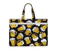 Hnnkloy Birra retrò dei cartoni animati,Borsa portadocumenti in tela con cerniera, borsa a mano, valigetta per scuola e ufficio