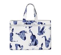 Hnnkloy Blues Sassofono Pianoforte Violoncello Basso,Borsa portadocumenti in tela con cerniera, borsa a mano, valigetta per scuola e ufficio