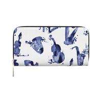 Hnnkloy Blues Sassofono Pianoforte Violoncello Basso, Portafogli in pelle PU, grande capacità, portafoglio con pochette per uomo e donna