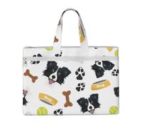 Hnnkloy Border Collie cane sorridente,Borsa portadocumenti in tela con cerniera, borsa a mano, valigetta per scuola e ufficio