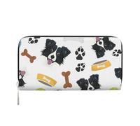 Hnnkloy Border Collie cane sorridente, Portafogli in pelle PU, grande capacità, portafoglio con pochette per uomo e donna