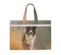 Hnnkloy Border Collie Lawn Pets Black White Border,Borsa portadocumenti in tela con cerniera, borsa a mano, valigetta per scuola e ufficio