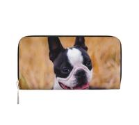 Hnnkloy Boston Terrier Bokeh Cani Animali Domestici Boston Terrier, Portafogli in pelle PU, grande capacità, portafoglio con pochette per uomo e donna