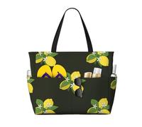 Hnnkloy Bouquet di limoni con rami e gigli neri,Borsa da spiaggia di grande capacità, borsa da viaggio a tracolla per donna, borsa a mano impermeabile