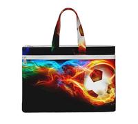 Hnnkloy Calcio stampato,Borsa portadocumenti in tela con cerniera, borsa a mano, valigetta per scuola e ufficio
