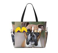 Hnnkloy Cane Boxer,Borsa da spiaggia di grande capacità, borsa da viaggio a tracolla per donna, borsa a mano impermeabile