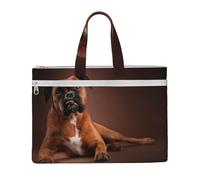 Hnnkloy Cane Boxer sdraiato e tranquillo,Borsa portadocumenti in tela con cerniera, borsa a mano, valigetta per scuola e ufficio