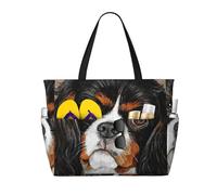 Hnnkloy Cane da regalo Cavalier King Charles Spaniel,Borsa da spiaggia di grande capacità, borsa da viaggio a tracolla per donna, borsa a mano impermeabile