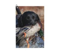 Hnnkloy Cane Labrador da caccia alle anatre, cucciolo nero e simpatico, animale, Asciugamani da golf portatili a nido d'ape da 41 x 61 cm con moschettone per sacca da golf