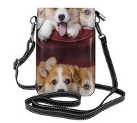 Hnnkloy Cane Welsh Corgi,Borsette per cellulari da donna, piccole borse a tracolla - Portafoglio per cellulare in pelle PU con scomparti per carte di credito