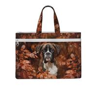 Hnnkloy Cani Boxer Autunno,Borsa portadocumenti in tela con cerniera, borsa a mano, valigetta per scuola e ufficio