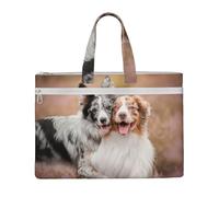 Hnnkloy Cani da pastore australiano Cani di coppia Aussie,Borsa portadocumenti in tela con cerniera, borsa a mano, valigetta per scuola e ufficio