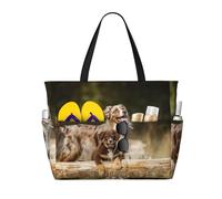 Hnnkloy Cani da pastore australiano Cani marroni australiani,Borsa da spiaggia di grande capacità, borsa da viaggio a tracolla per donna, borsa a mano impermeabile