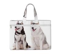 Hnnkloy Cani Husky stampati,Borsa portadocumenti in tela con cerniera, borsa a mano, valigetta per scuola e ufficio