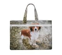 Hnnkloy Cani nel fiume d'acqua Cani marroni bianchi Pannello,Borsa portadocumenti in tela con cerniera, borsa a mano, valigetta per scuola e ufficio